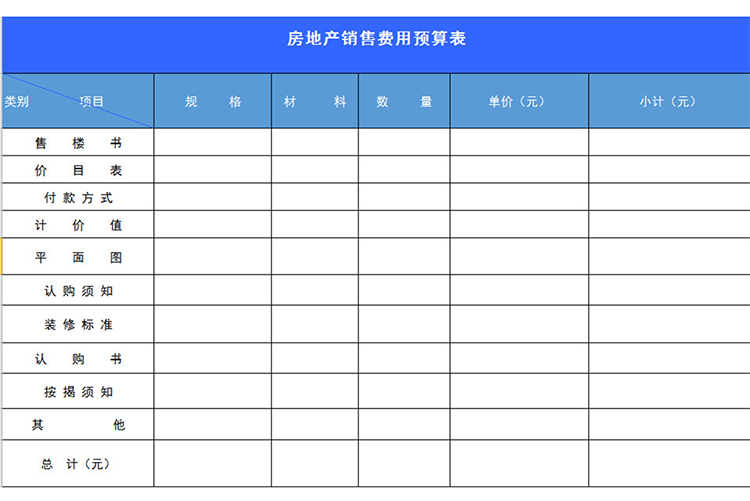 房地產(chǎn)銷售費用預(yù)算表-1