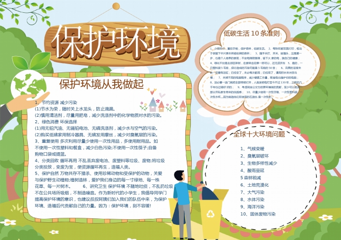 通用保護(hù)環(huán)境垃圾分類word小報(bào)