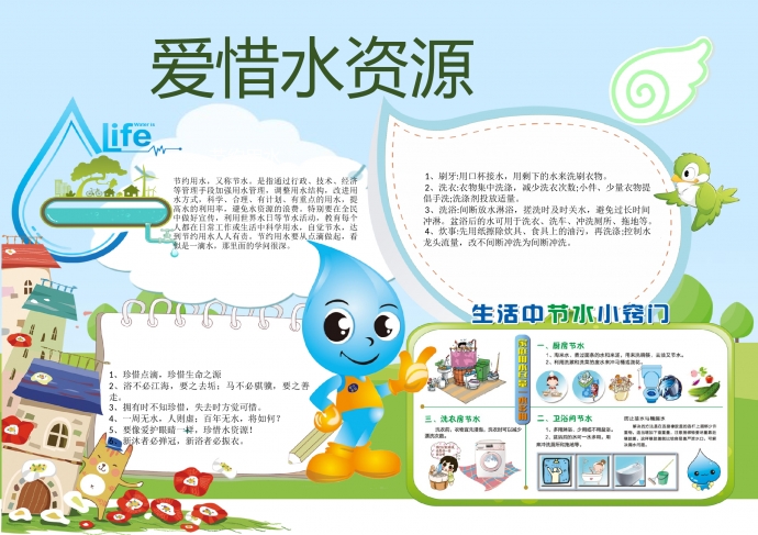 2019精美圖文集合生活節(jié)水小竅門手抄報