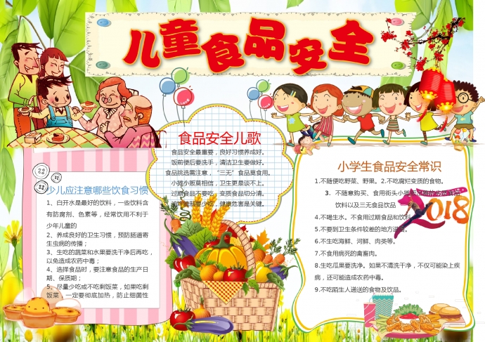 青少年兒童食品安全常識(shí)宣傳小報(bào)