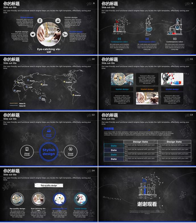 黑板風(fēng)化學(xué)實(shí)驗(yàn)報(bào)告畢業(yè)答辯PPT模板-1