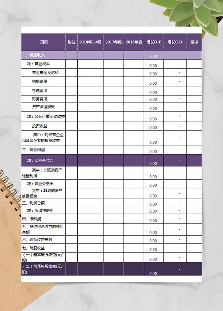 利潤(rùn)表模板