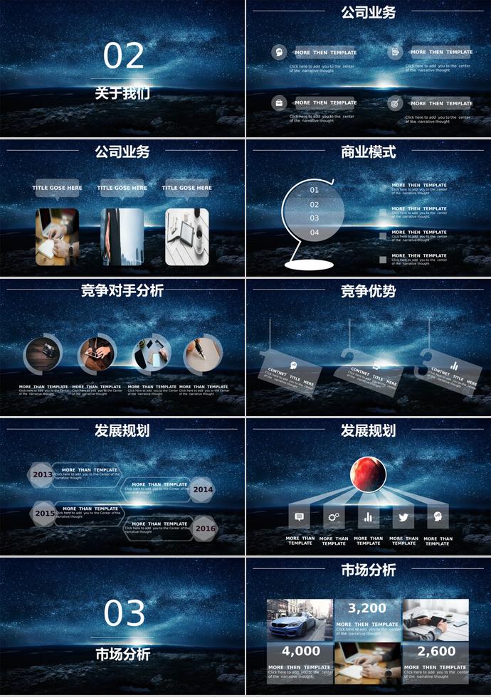 藍(lán)色星空商業(yè)投資項(xiàng)目計(jì)劃書PPT模板-1