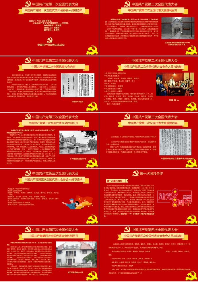 金紅精美風熱烈慶祝建黨98周年主題活動PPT模板-2