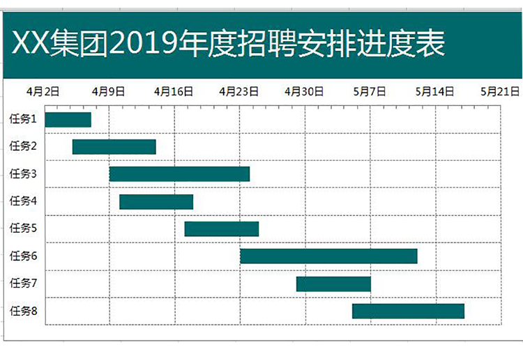 墨綠淺綠風招聘安排表甘特圖模板-1