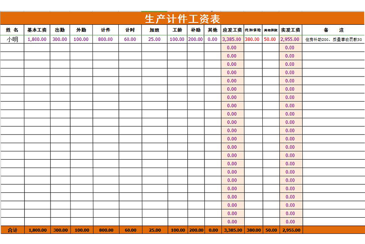 農(nóng)民工生產(chǎn)、計(jì)件工資表(帶公式)-1