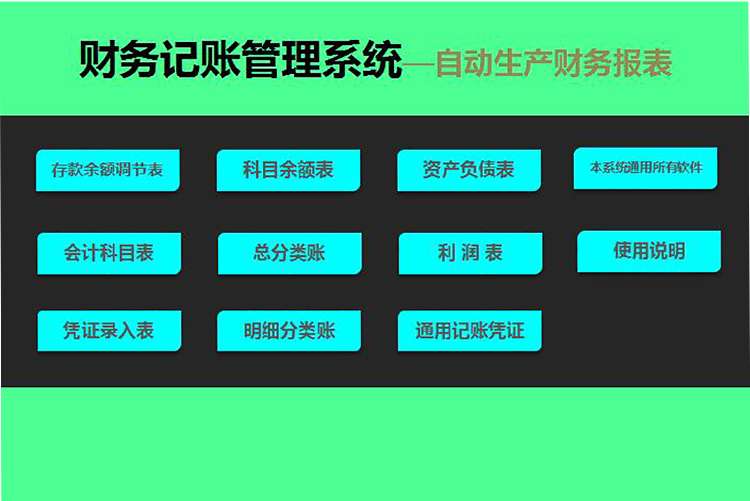 熒光綠精美風財務記賬管理系統excel模板-1