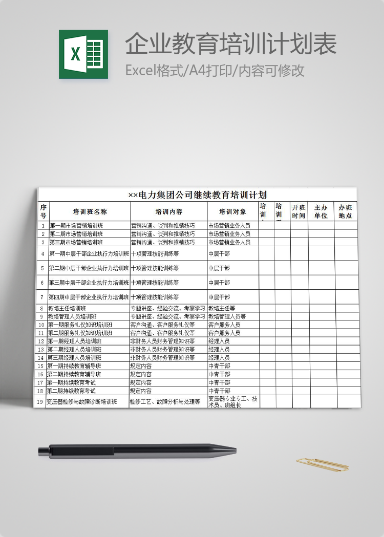 電力集團公司企業(yè)繼續(xù)教育培訓計劃