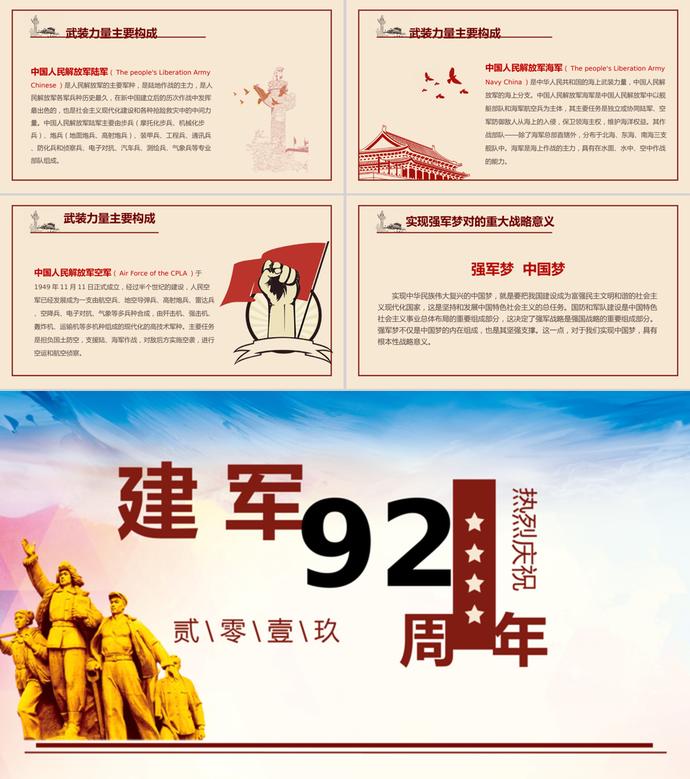 復(fù)古風(fēng)八一建軍節(jié)黨政PPT模板-2