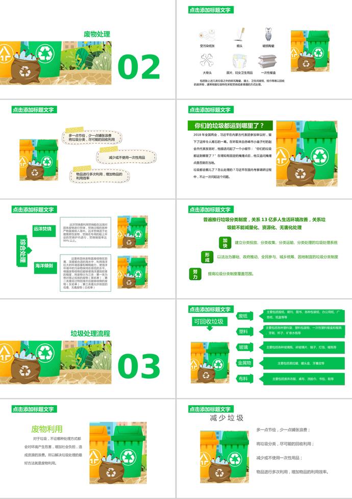 黃綠卡通垃圾分類培訓(xùn)課件PPT模板-1