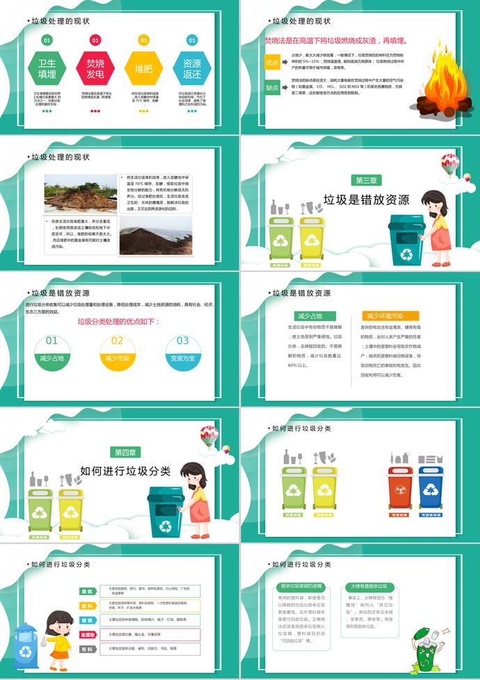 簡潔清爽風(fēng)格垃圾分類宣傳課件PPT模板-1