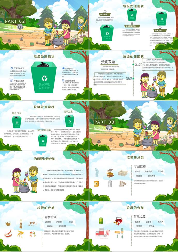 綠色可愛卡通風(fēng)格垃圾分類保護(hù)環(huán)境介紹PPT模板-1