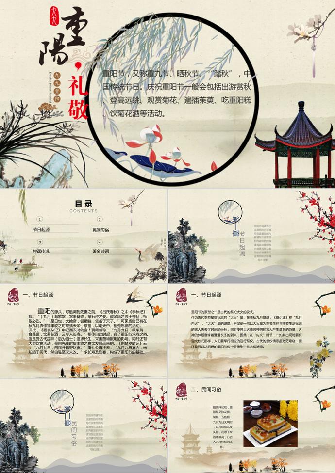 民俗傳統(tǒng)重陽節(jié)介紹PPT模板