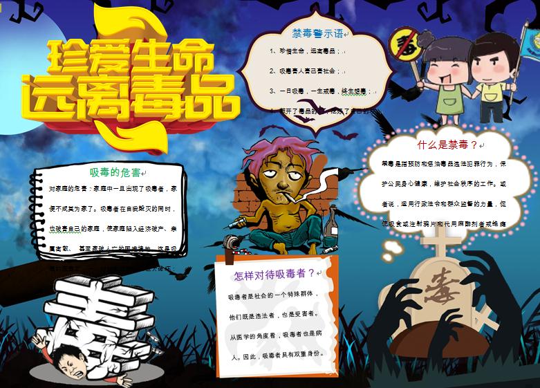 萬圣節(jié)風格精美禁毒手抄報