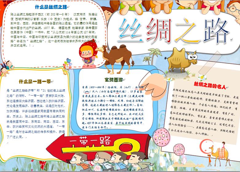 偏重文字內(nèi)容簡約絲綢之路手抄報(bào)