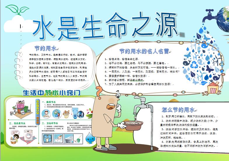 水是生命之源精品保護水資源手抄報