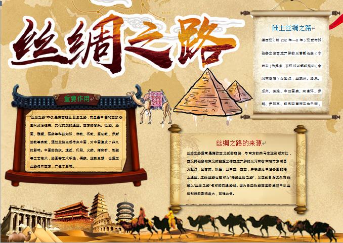 黃色沙漠主題絲綢之路手抄報(bào)