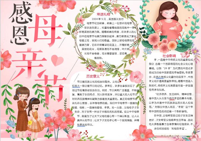 精美小清新花卉感恩母親節(jié)手抄報
