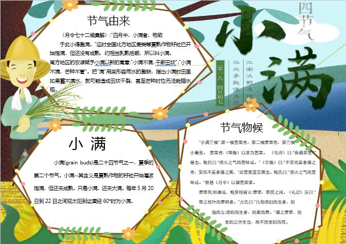 水彩插畫(huà)小滿手抄報(bào)Word模板