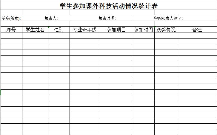 學(xué)生參加活動(dòng)情況統(tǒng)計(jì)表