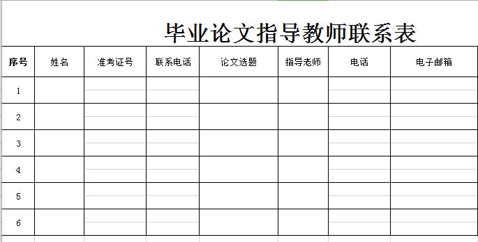 畢業(yè)論文指導教師聯(lián)系表