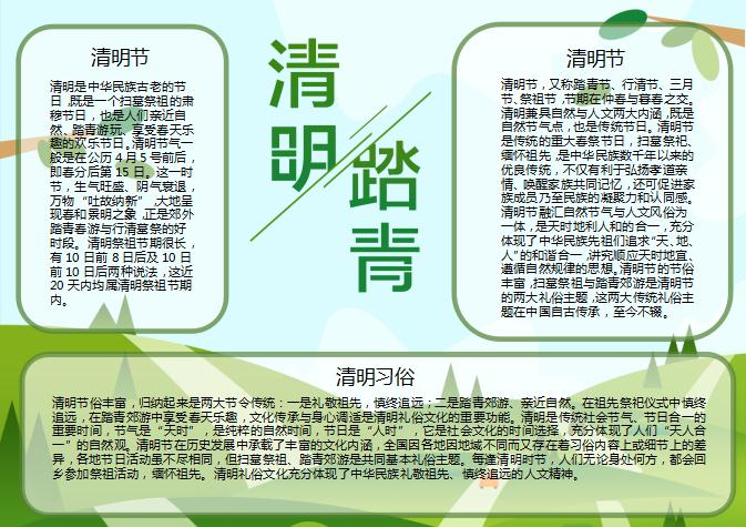 傳統節日清明節踏青手抄報Word模板