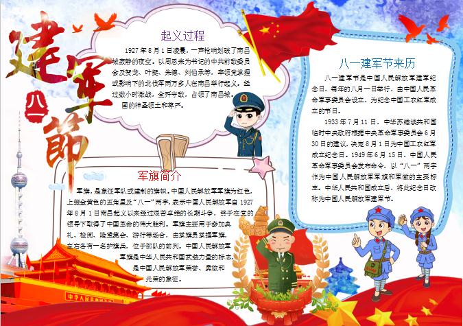 東方明珠風(fēng)格八一建軍節(jié)手抄報(bào)Word模板