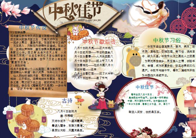 中秋節(jié)傳說(shuō)小報(bào)Word模板