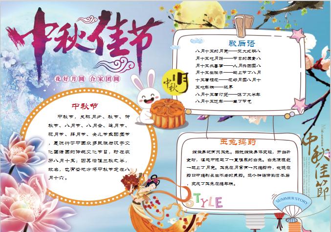中秋佳節(jié)月圓人團圓小報手抄報Word模板