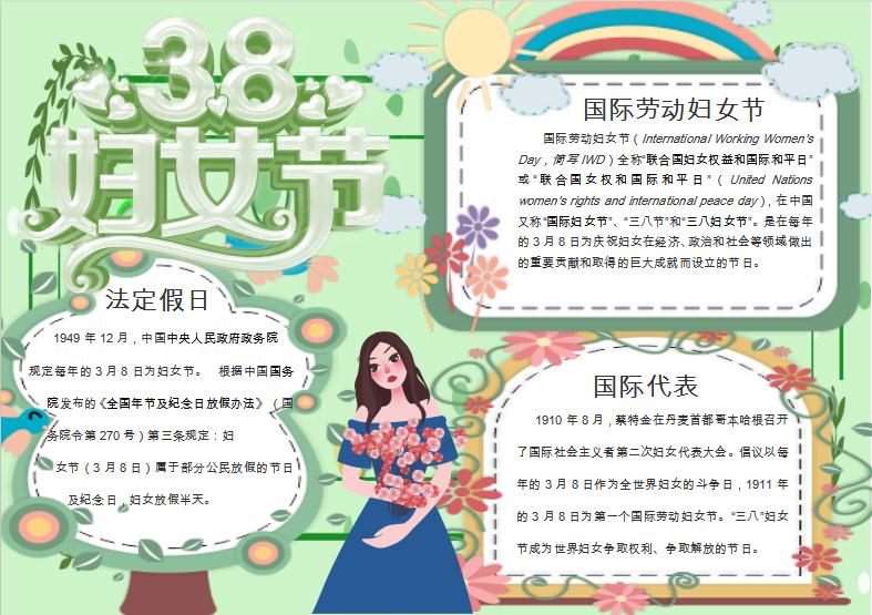 粉綠三八婦女節(jié)小報(bào)Word模板