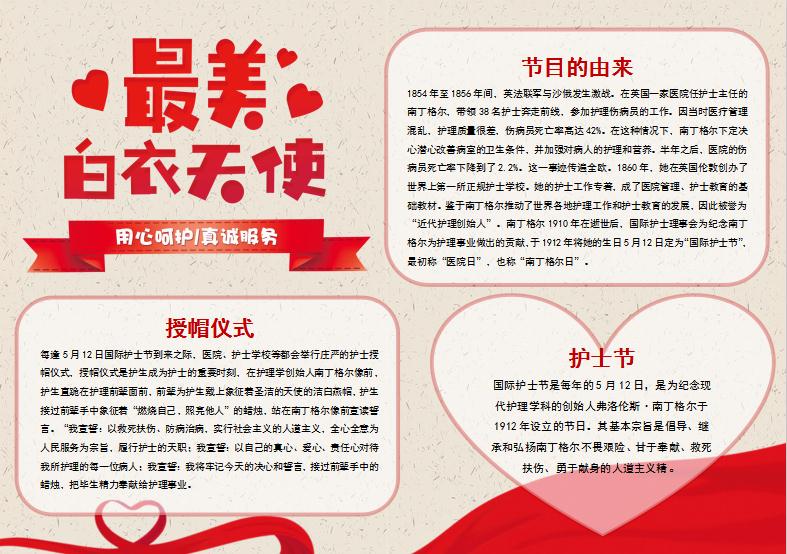 簡約國際護士節手抄報模板