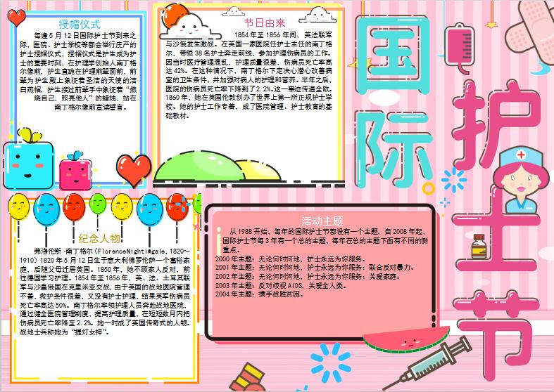 創意簡約大氣風國際護士節手抄報模板
