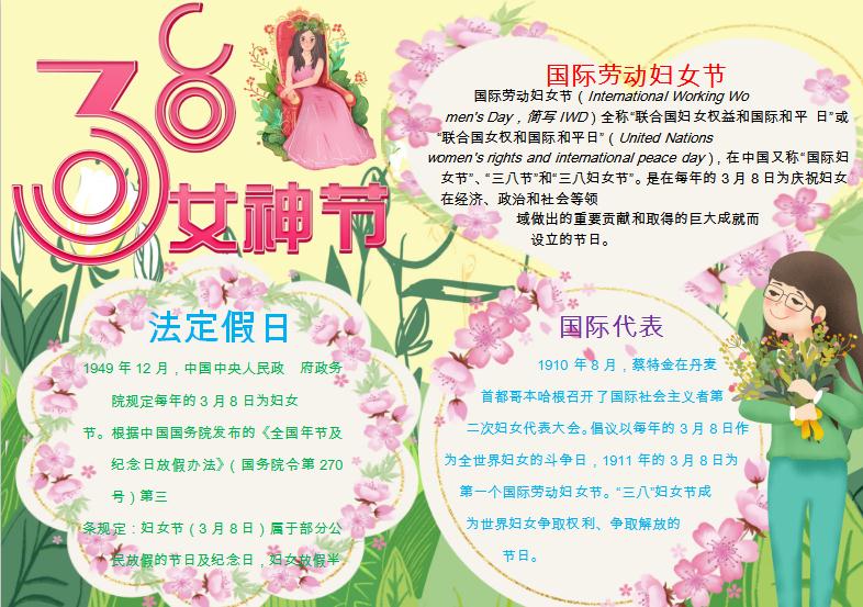清新淡雅三八女神節(jié)小報(bào)Word模板