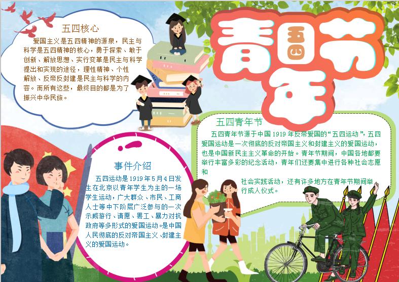 淺藍色54青年節(jié)手抄小報Word模板