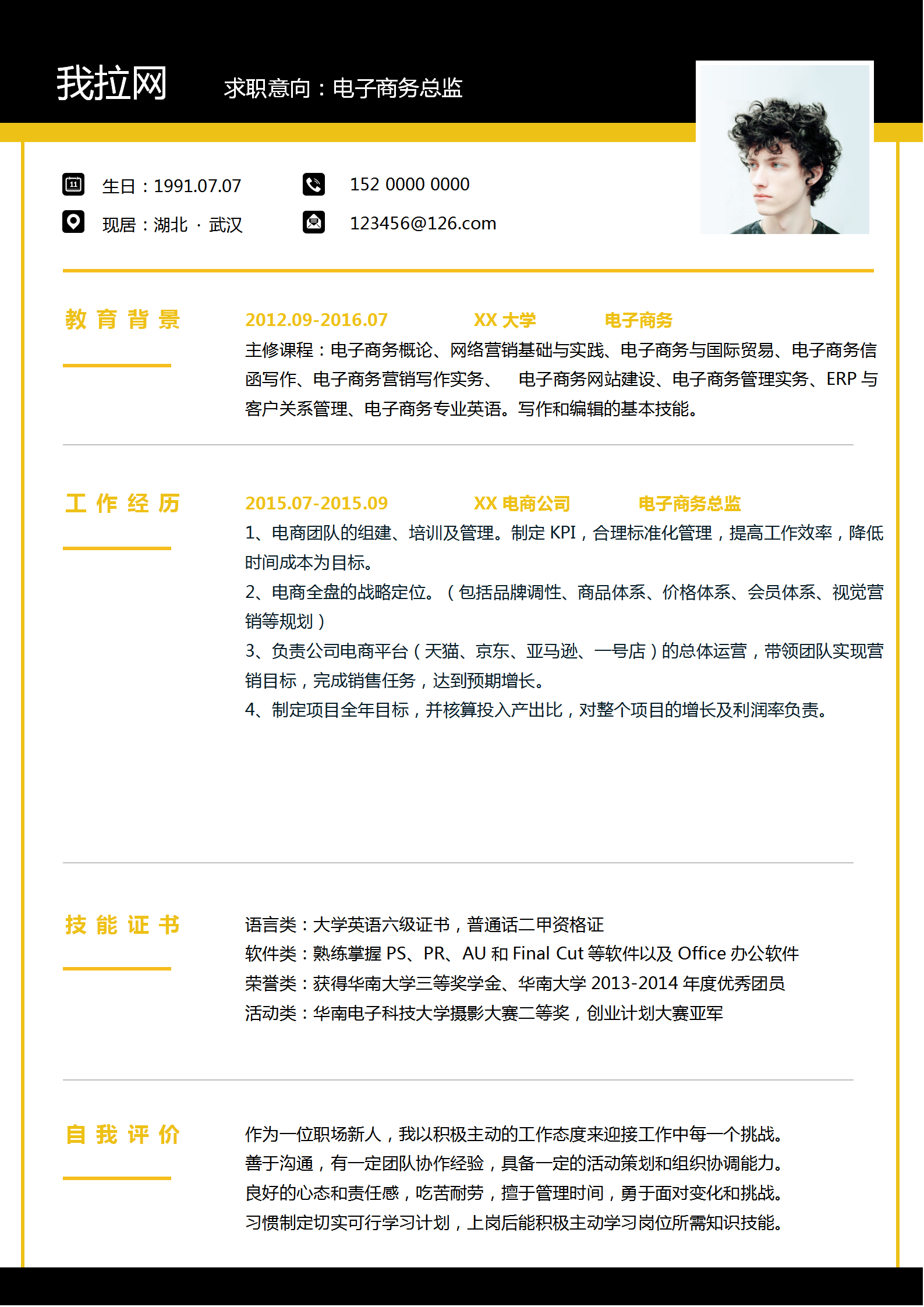 商務(wù)簡(jiǎn)約電子商務(wù)總監(jiān)簡(jiǎn)歷