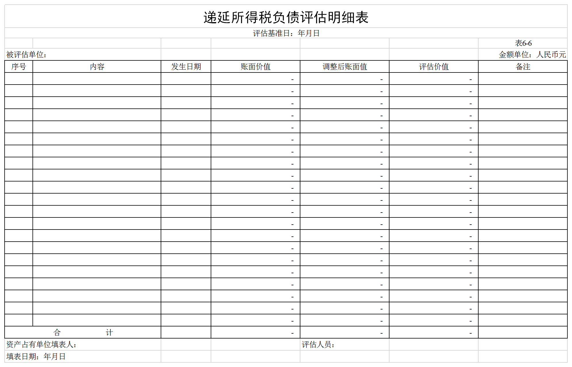 新企業(yè)財(cái)務(wù)會(huì)計(jì)評(píng)估明細(xì)表Excel模板-1