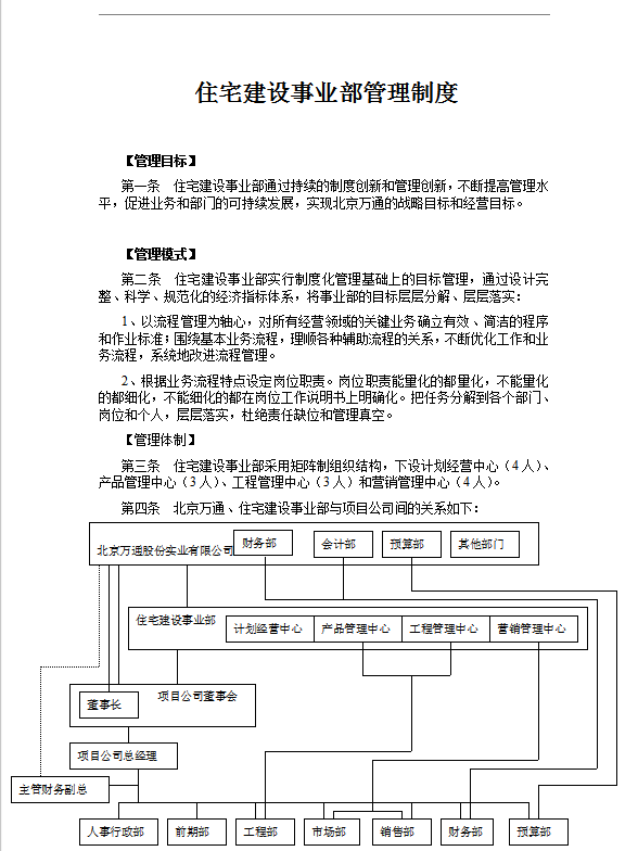 住宅建設(shè)事業(yè)部管理制度word模板