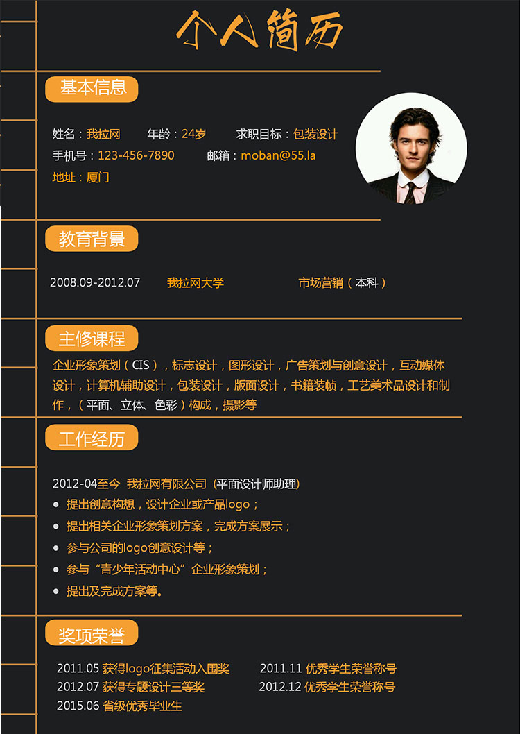 黑色系時尚風(fēng)包裝設(shè)計師個人簡歷模板-1