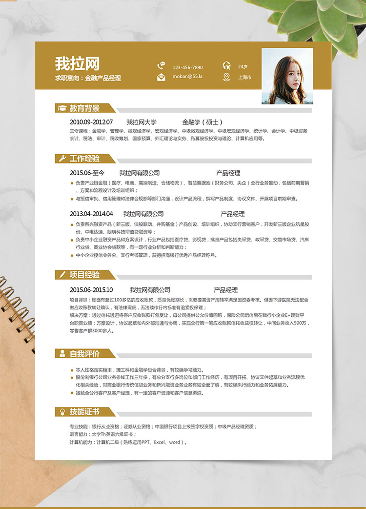土色時(shí)尚產(chǎn)品經(jīng)理求職簡(jiǎn)歷word簡(jiǎn)歷模板