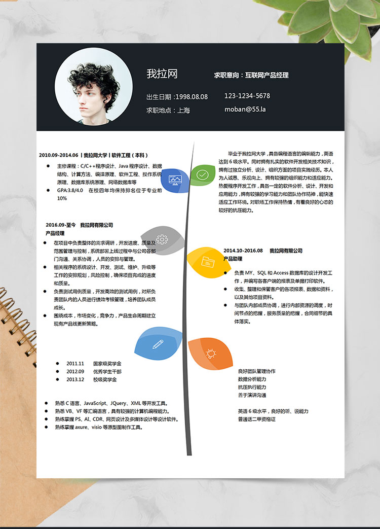 創意簡約風互聯網產品經理個人簡歷word簡歷模板