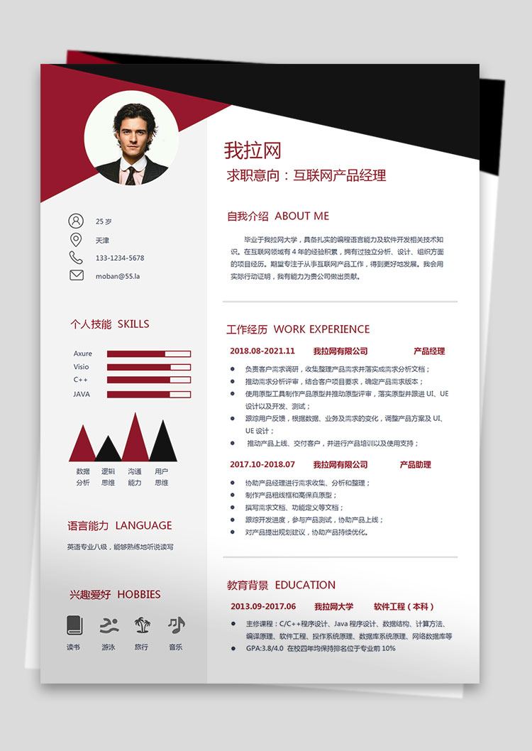 互聯(lián)網(wǎng)產(chǎn)品經(jīng)理現(xiàn)代風(fēng)格簡(jiǎn)歷模板-1