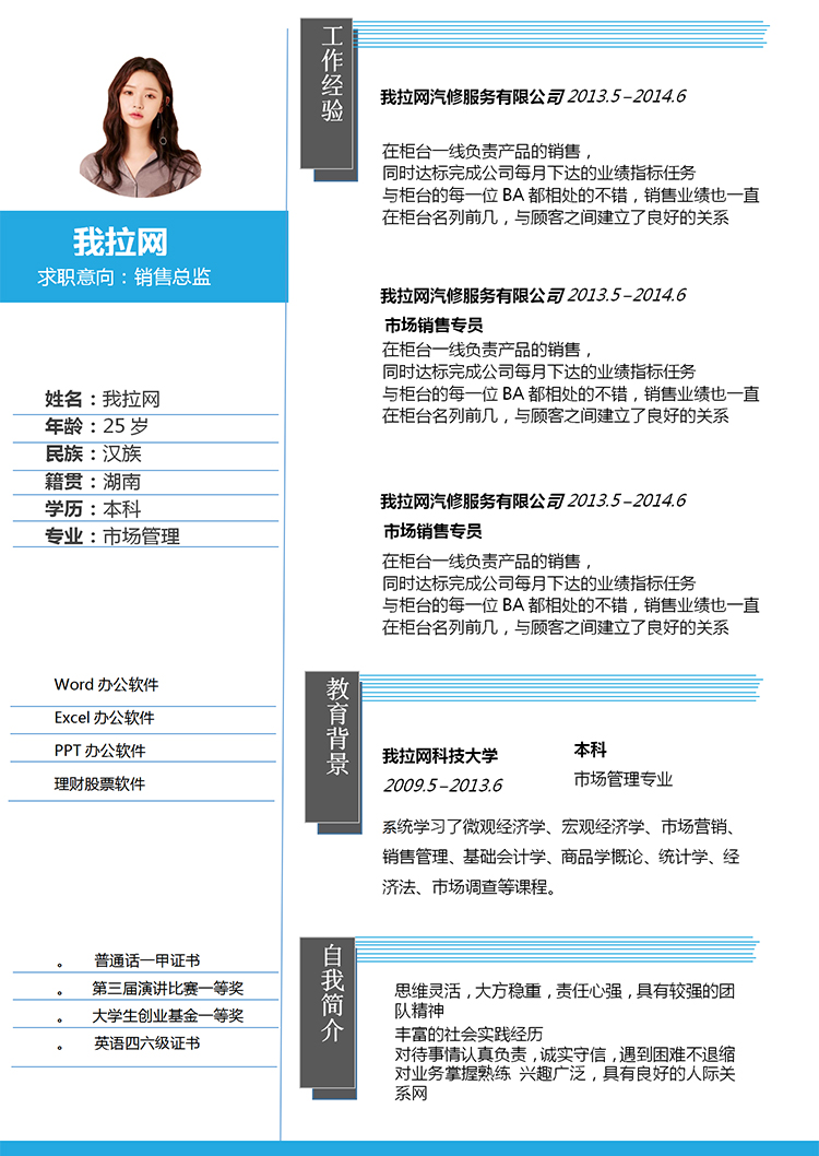 簡(jiǎn)約灰藍(lán)線條銷(xiāo)售總監(jiān)簡(jiǎn)歷求職簡(jiǎn)歷Word模板-1