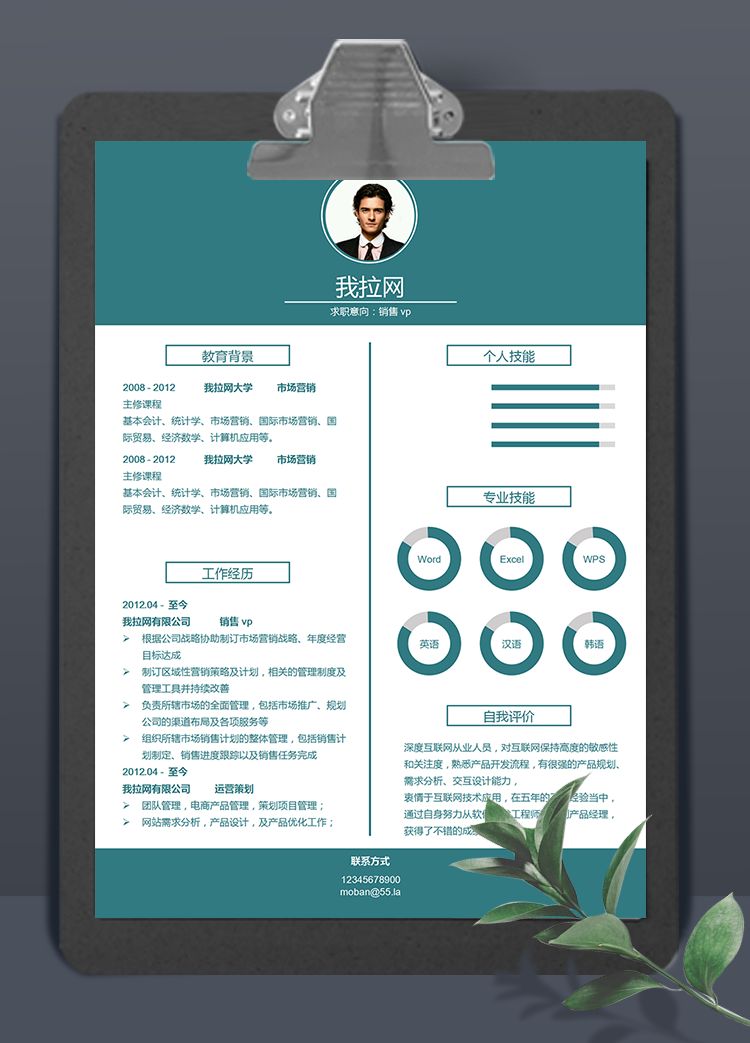 綠色系簡(jiǎn)潔風(fēng)銷(xiāo)售vp個(gè)人簡(jiǎn)歷模板