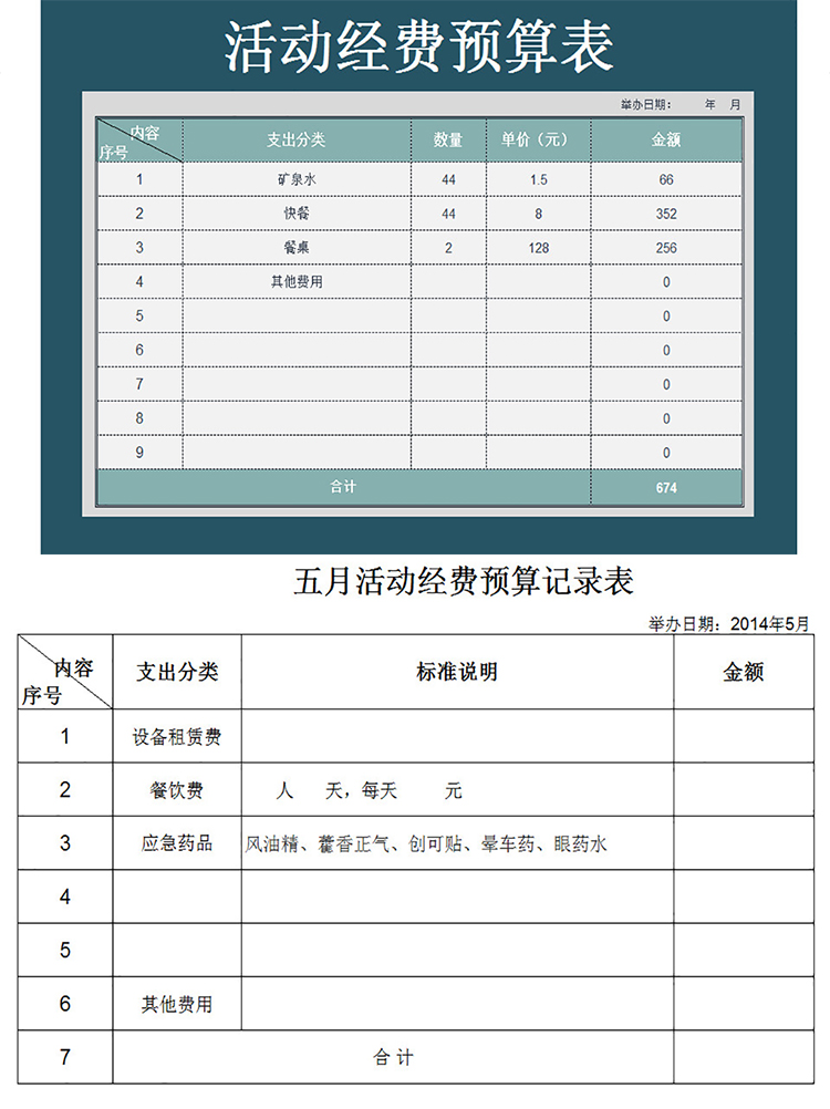 春游活動(dòng)經(jīng)費(fèi)預(yù)算記錄表-1