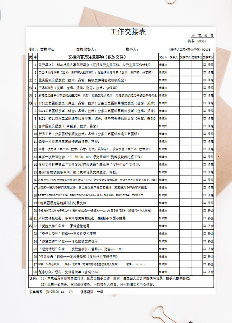 市場(chǎng)開發(fā)部工作交接表